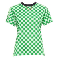 Chemise LOUIS VUITTON Damier vert blanc coton imprimé LV détail chaîne XS