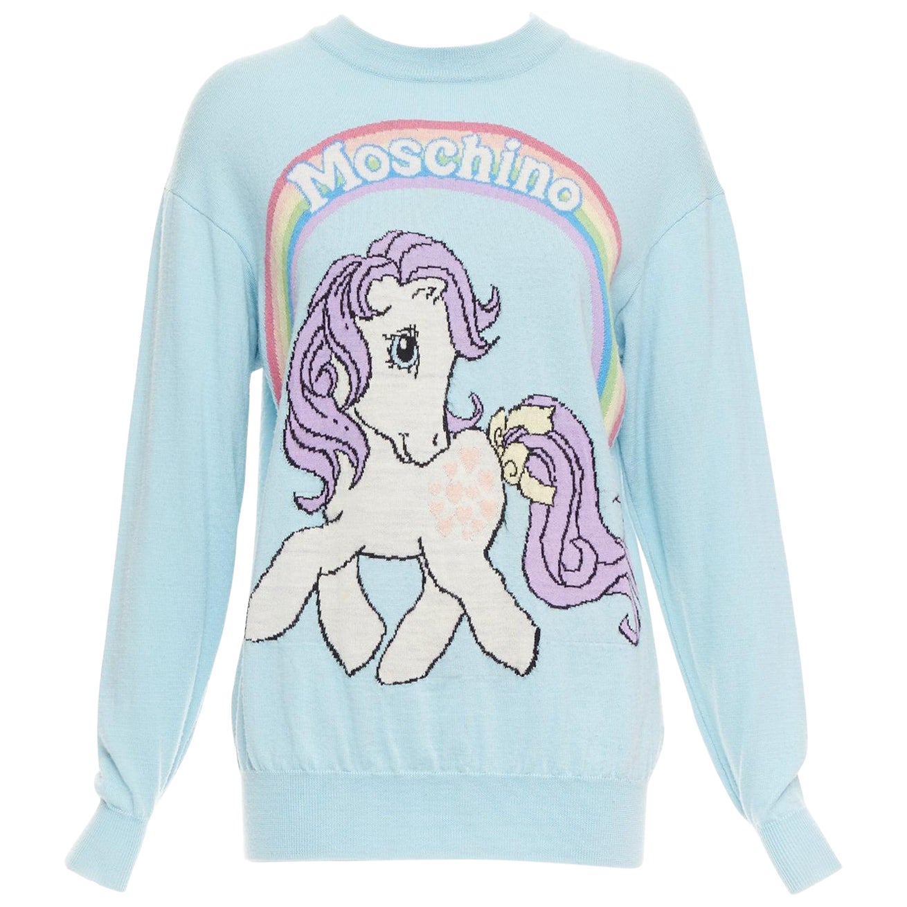 MOSCHINO Jeremy Scott My Little Pony blau Logo Regenbogen Pullover S