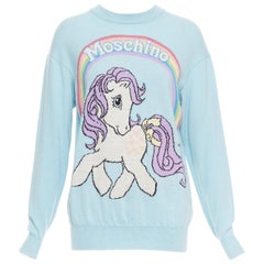 MOSCHINO Jeremy Scott My Little Pony blau Logo Regenbogen Pullover S