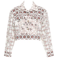 LOUIS VUITTON 2023 Vintage Monogram cream red floral denim crop jacket FR34 XS