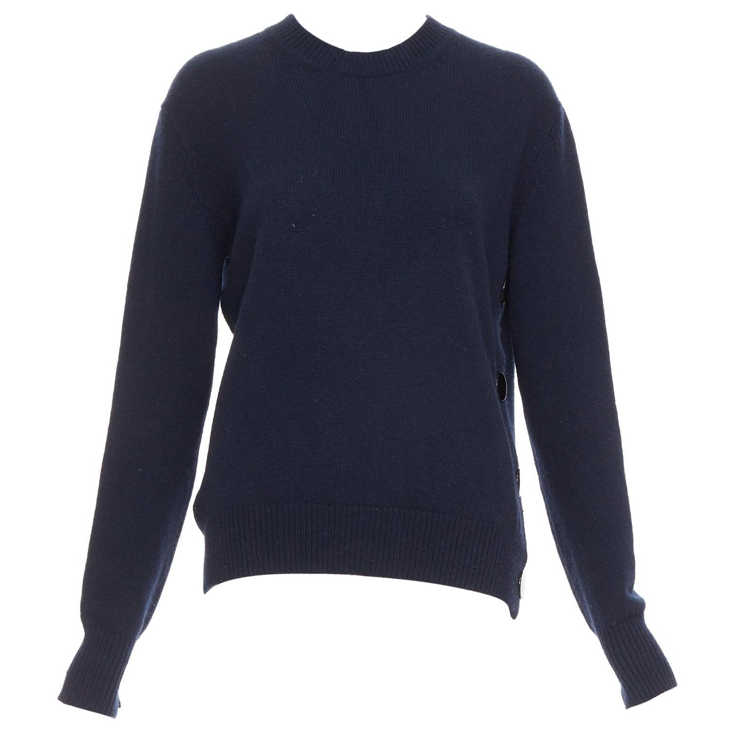 OLD Celine Phoebe Philo navy wool blend button side sweater XS