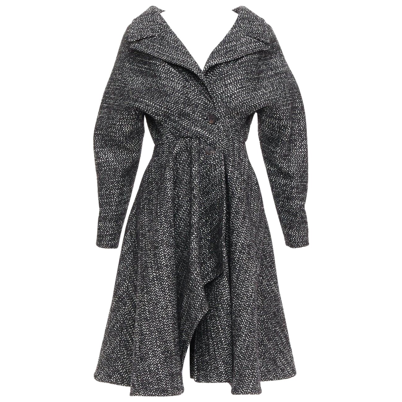 ALEXANDRE BLANC cappotto dolman swing in tweed misto lana vergine grigio FR34 XS
