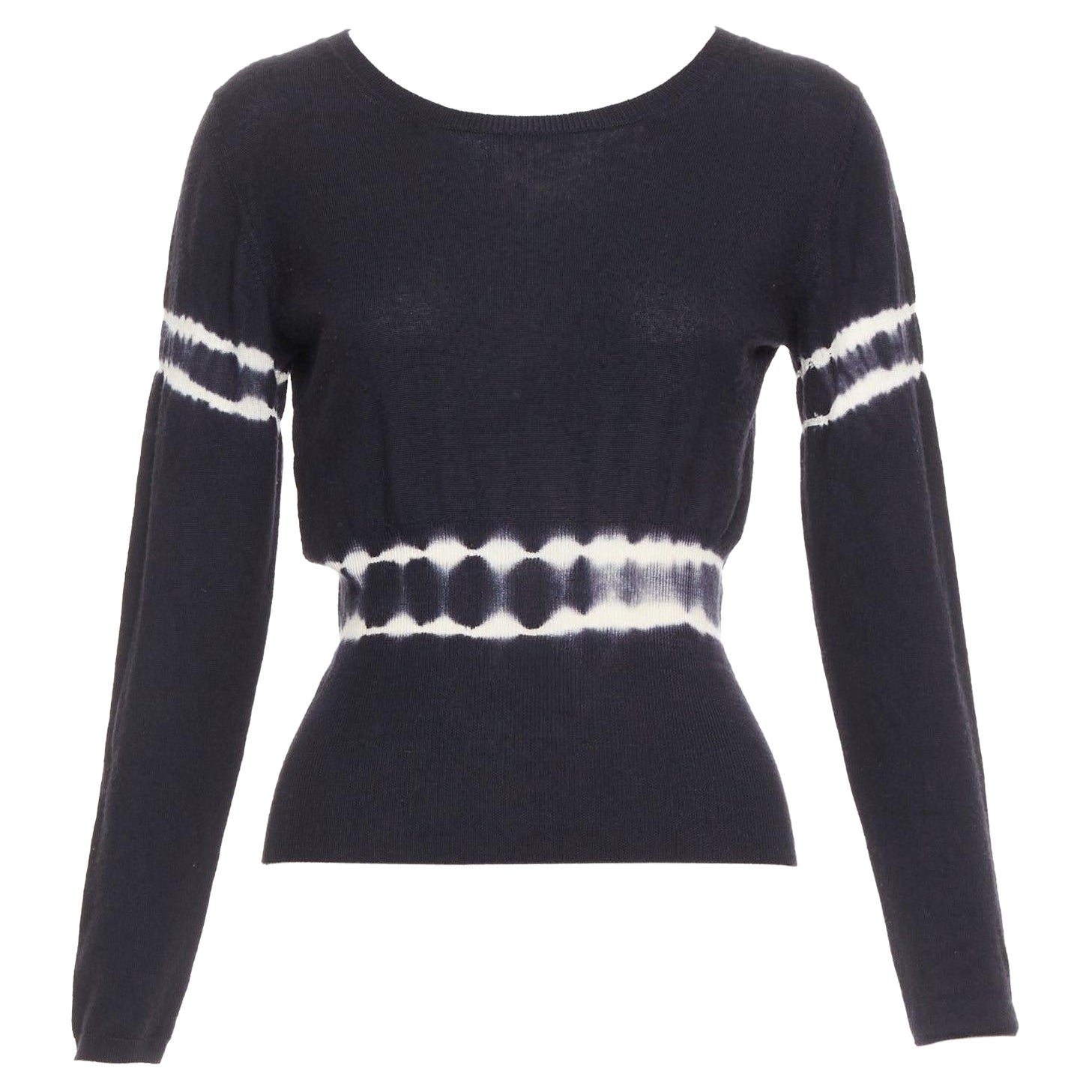 MIU MIU 2013 black cashmere silk tie dye cinched waist pullover sweater IT40 S For Sale