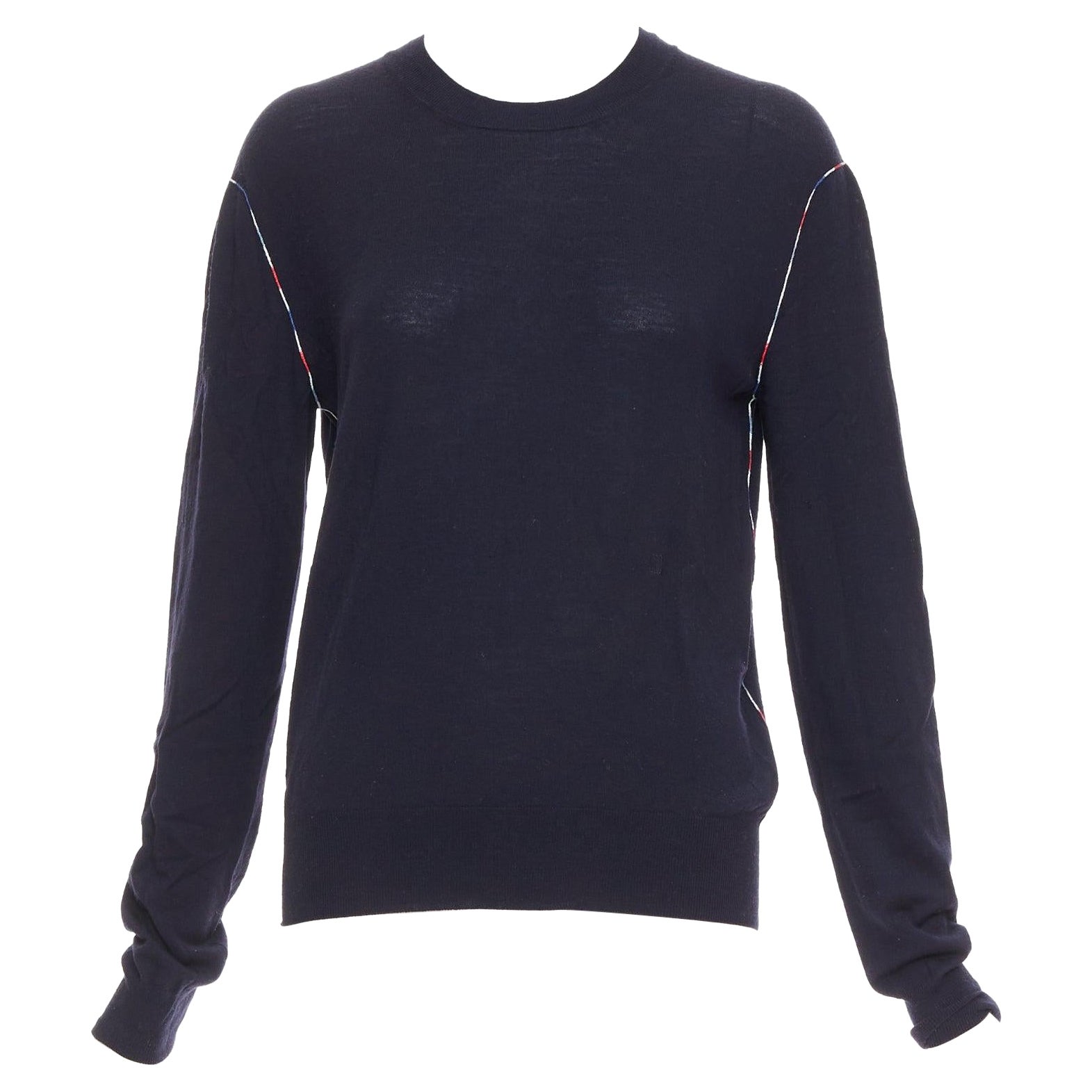 OLD CELINE Phoebe Philo navy multicolor yarns anagram logo sweater For Sale