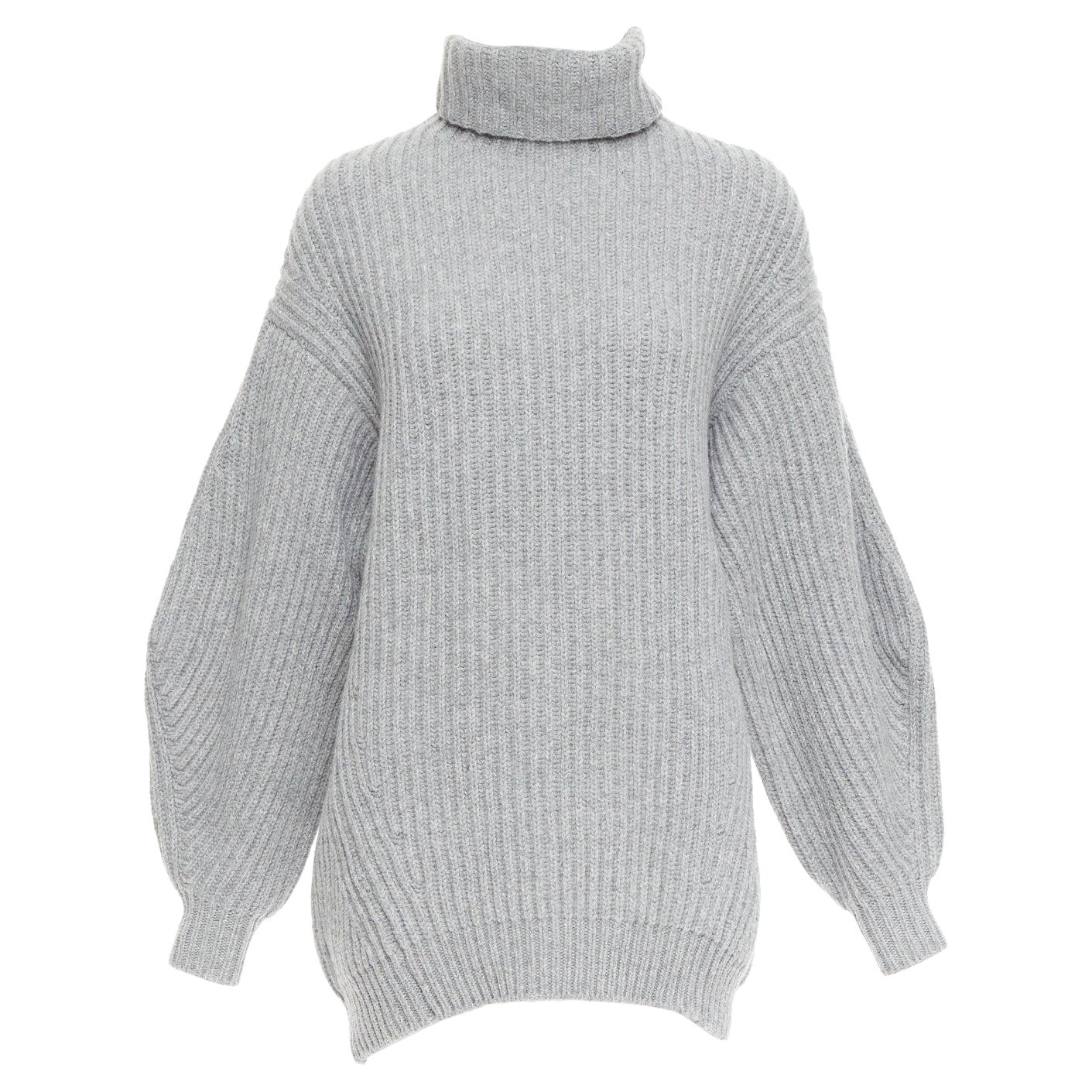 ACNE STUDIOS 2016 Isa grau Wolle klobig Rollkragen Pullover gerippt XS
