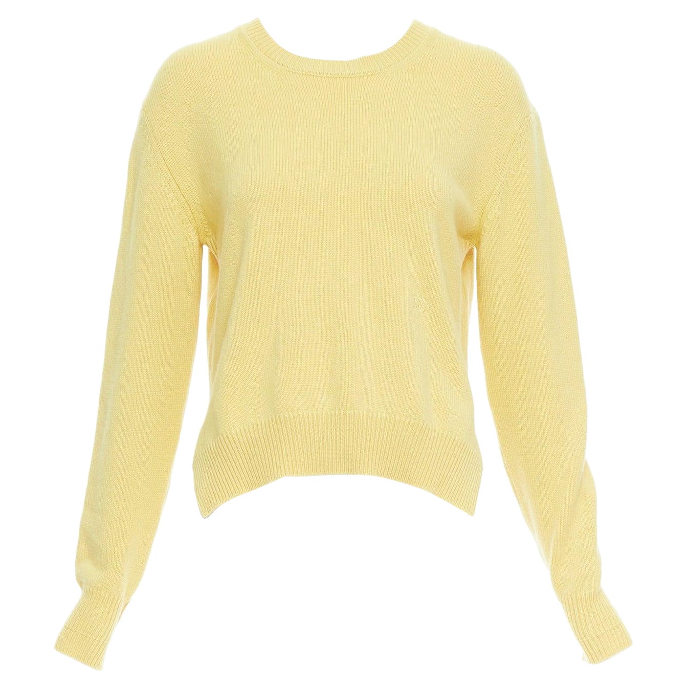 OLD CELINE Phoebe Philo yellow cashmere anagram logo sweater S For Sale