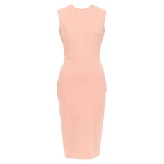 VICTORIA BECKHAM salmon pink cotton blend 2 way zip sheath dress UK10 M