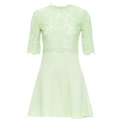 VALENTINO light green cotton blend lace bodice A line dress IT38 XS