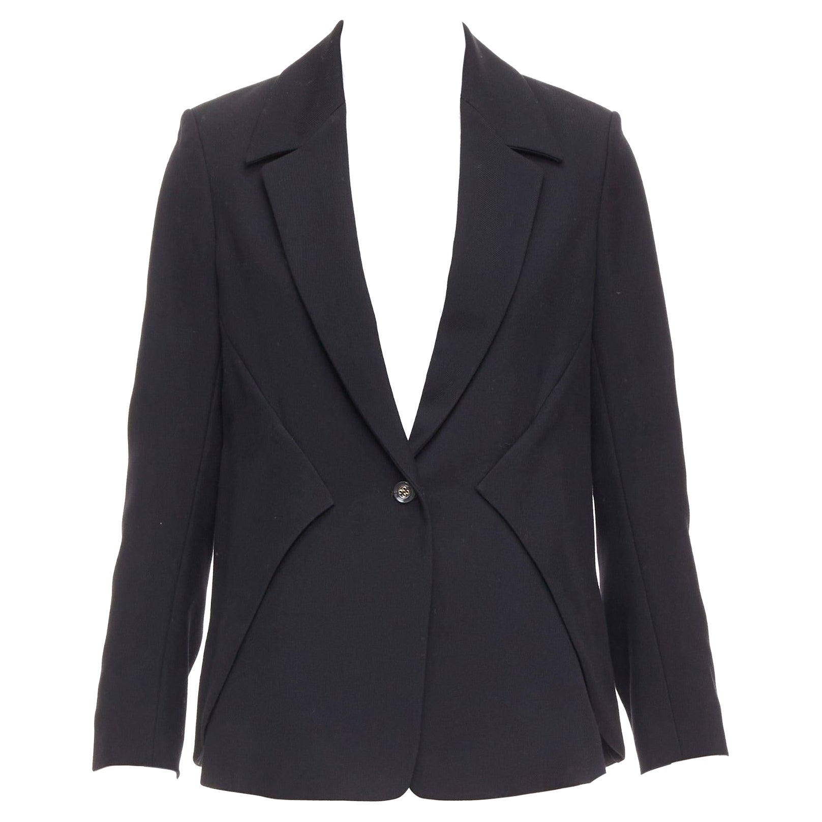 YVES SAINT LAURENT 2010 black wool blend deconstructed blazer FR36 S For Sale
