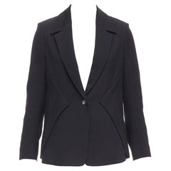 YVES SAINT LAURENT 2010 black wool blend deconstructed blazer FR36 S