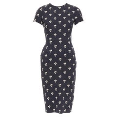 VICTORIA BECKHAM black white daisy floral cotton sheath dress UK10 M