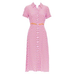DIANE VON FURSTENBERG Vestido midi camisero de crepé de chine rosa con lunares Georgia US0
