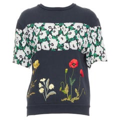 STELLA MCCARTNEY 2015 schwarz Baumwolle Mohnblumen Stickerei Pullover IT38 XS