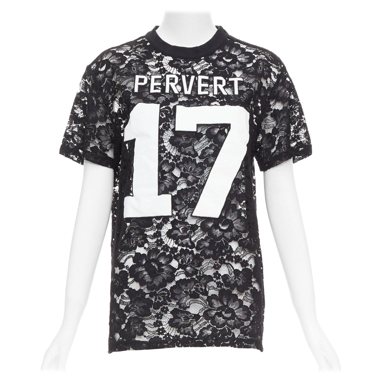 GIVENCHY 2013 Runway Tisci noir Pervert 17 tshirt en jersey de dentelle transparente FR38 M