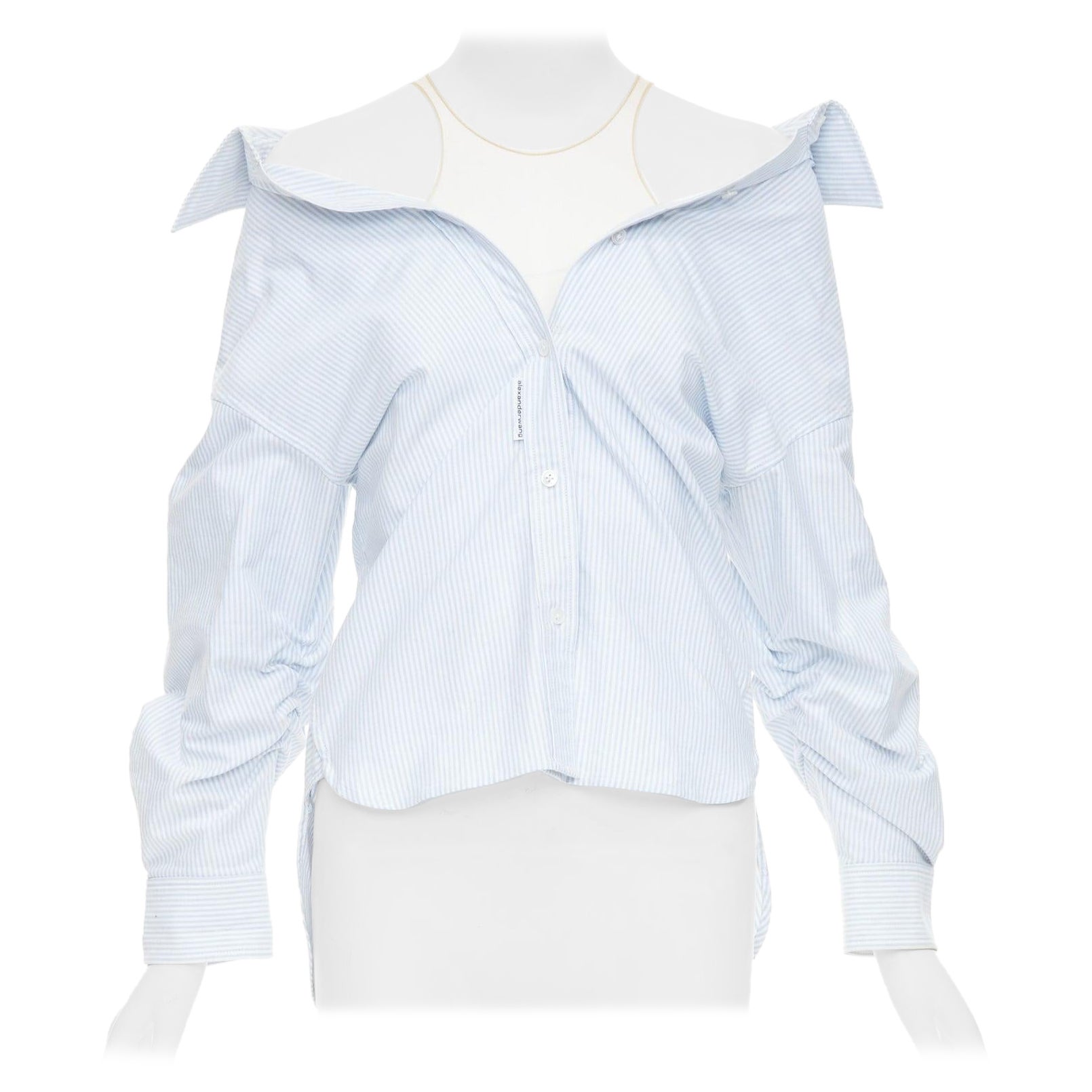 ALEXANDER WANG T blue striped Falling illusion deconstructed shirt XS For Sale