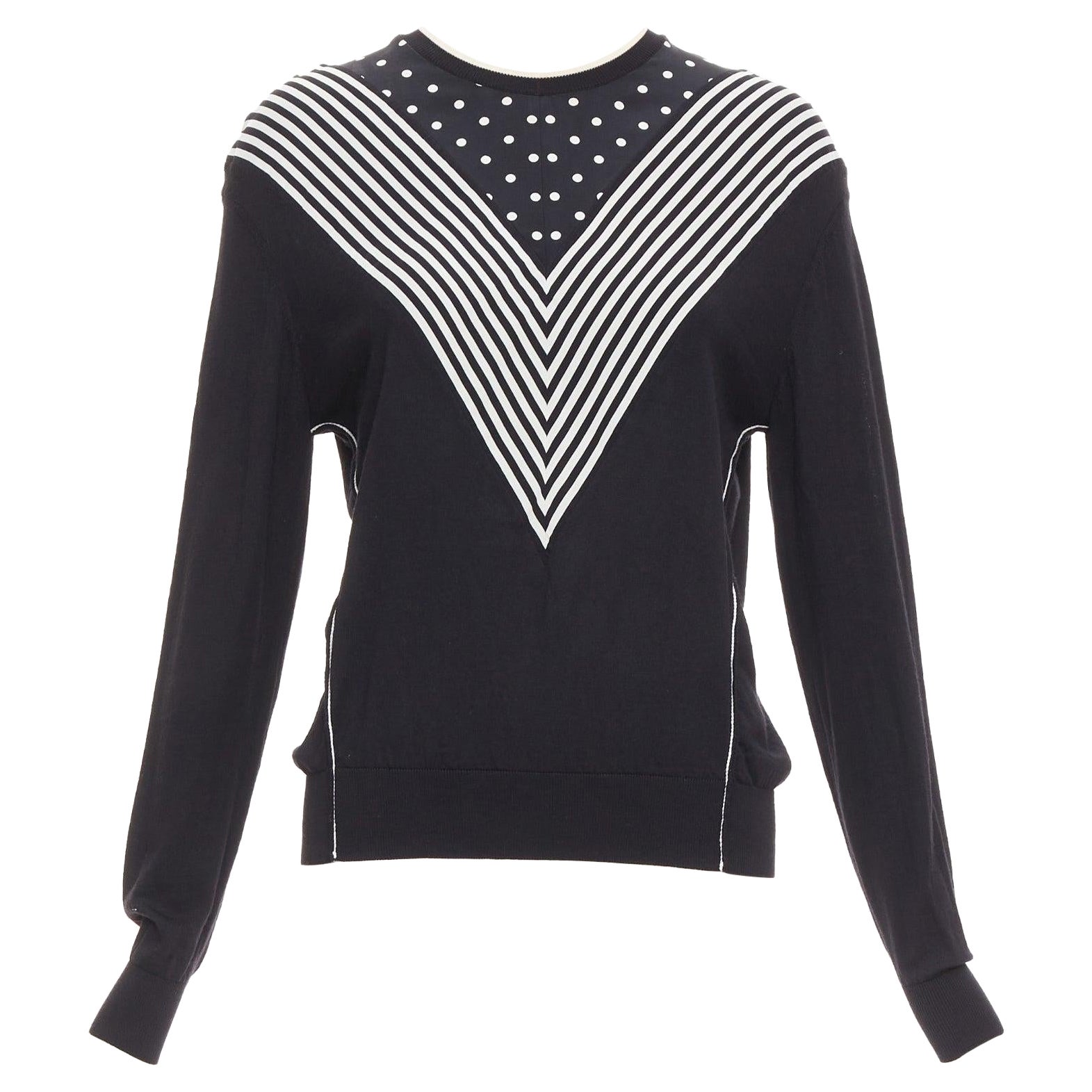 STELLA MCCARTNEY 2016 black white virgin wool silk trim long sleeve sweater For Sale