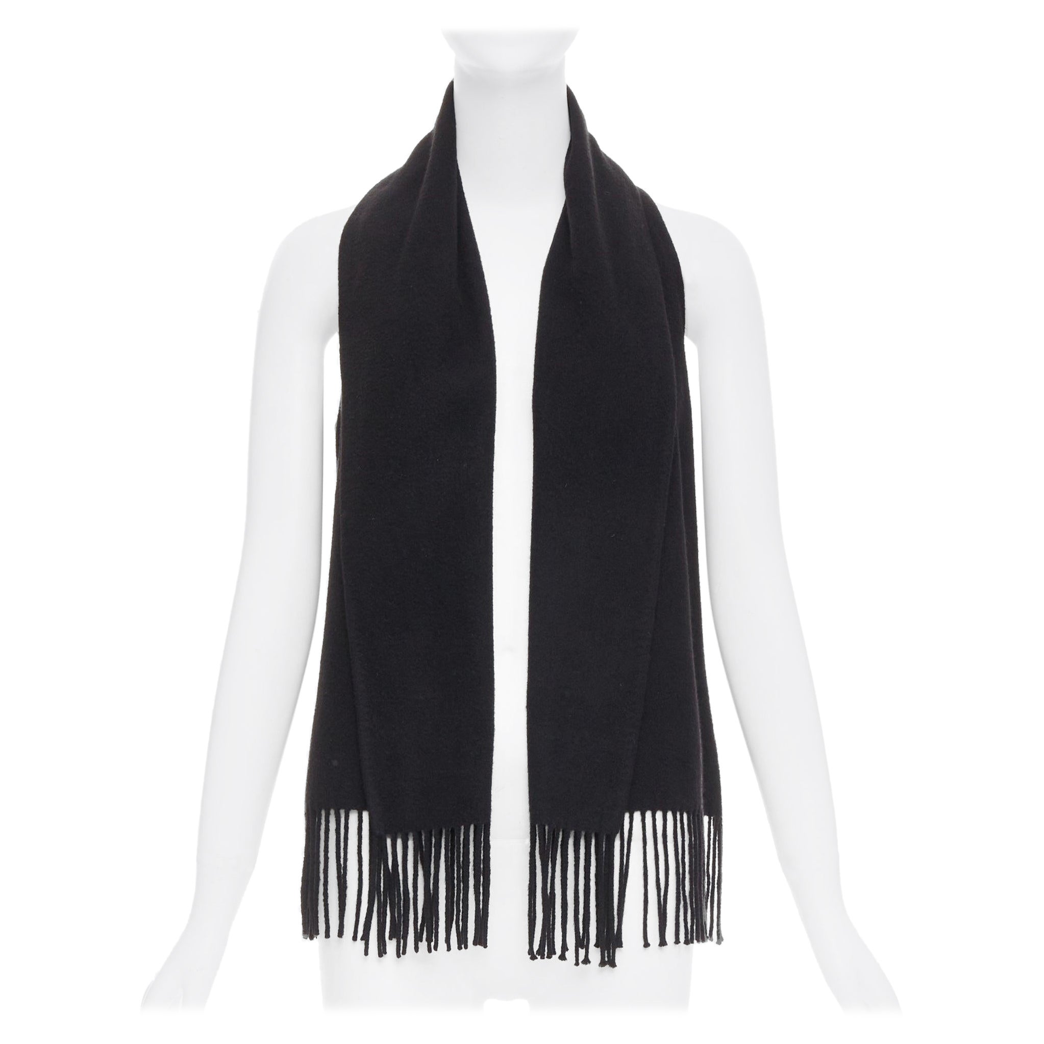 HERMES Gaultier Vintage 100% cashmere nero con sciarpa posteriore in pelle testurizzata