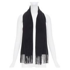 HERMES Gaultier Vintage 100% cashmere black textured leather back scarf vest