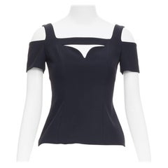 ALEXANDER MCQUEEN 2013 black cut out bust cold shoulder top IT38 XS