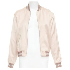 SAINT LAURENT 2016 Hedi Slimane blush satin Love sequin bomber FR36 S