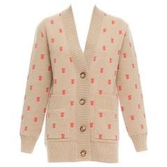 BURBERRY TB Monogram camel rot Kaschmir Mischung oversied Strickjacke XS