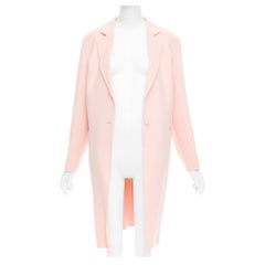 Sandro, cappotto lungo in misto lana rosa con collo a punta e un solo bottone FR36 S