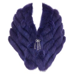 CHRISTIAN DIOR John Galliano Vintage purple rare fur shawl with crystal brooch