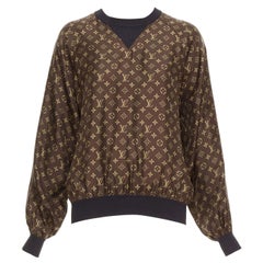 LOUIS VUITTON brown 100% silk LV monogram pullover sweater Nicki Minaj