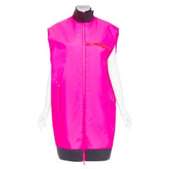 rare PRADA 2018 Runway Look48 neon pink red zip vest dress IT38 XS Celine Dion