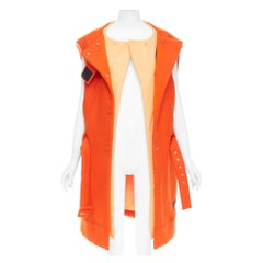 selten PRADA 2018 Runway orange Schurwolle gegürtet Puffer gefüttert lange Weste IT38 XS