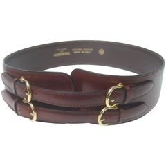 Henri Bendel Italy Wide Tobacco Brown Leather Belt