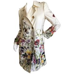 Gucci Flora Infinity Double Breasted Linen Trench Coat