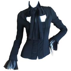 Yves Saint Laurent by Tom Ford Tie Front Black Jacket 8