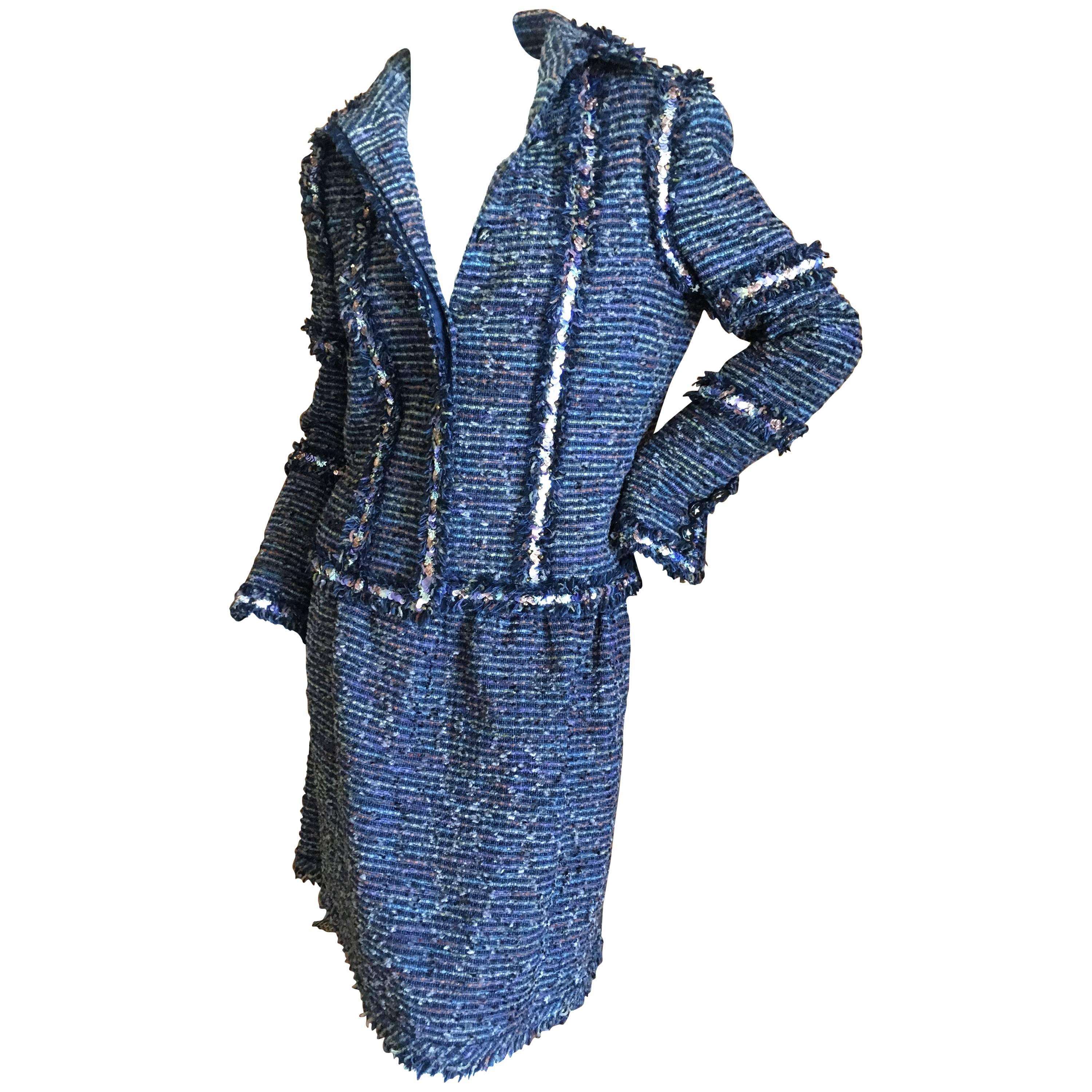 Chanel "Made in Paris" Fantasy Tweed Suit with Sequin Accents Fall 2005 For Sale