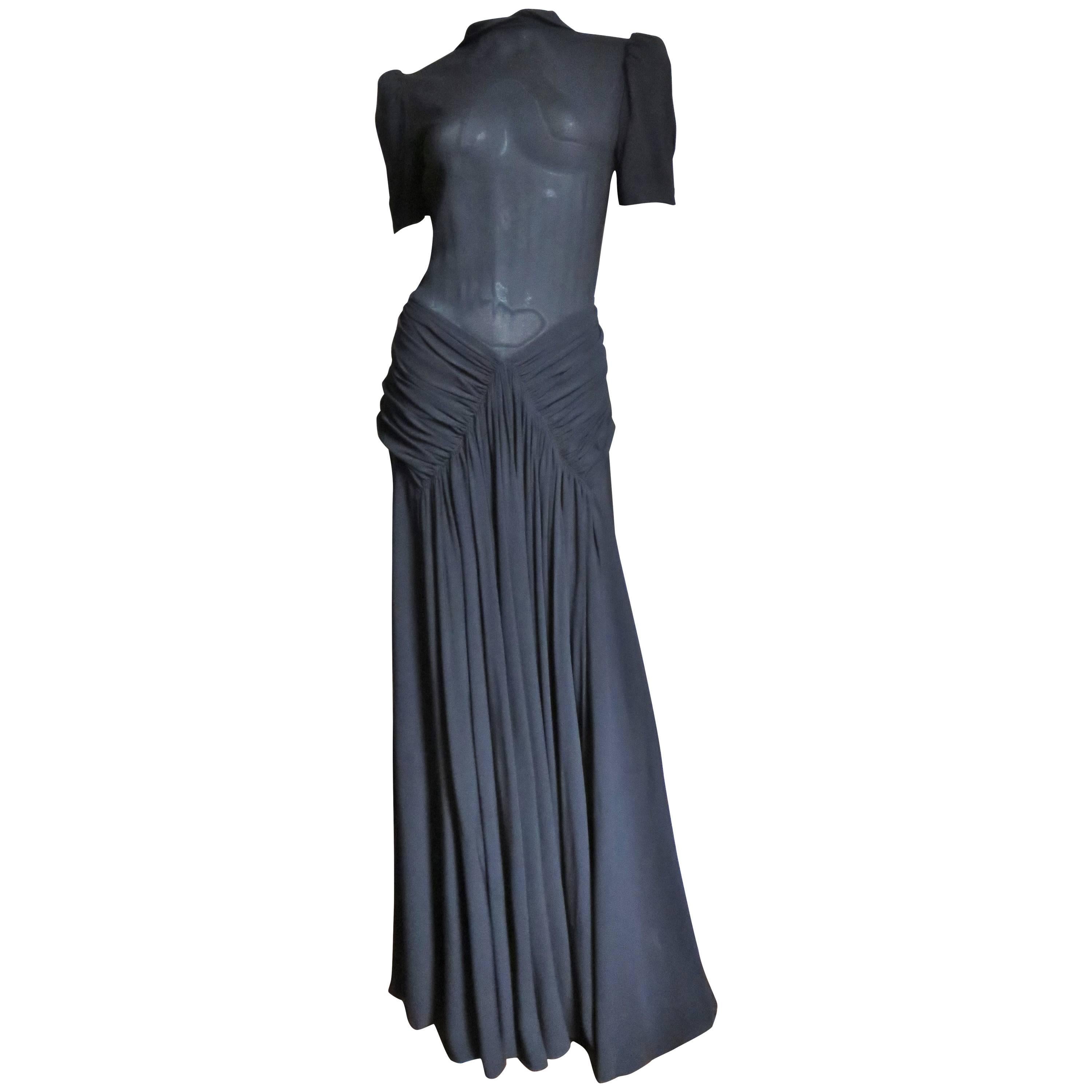 1940's Romantic Gothic Black Maxi