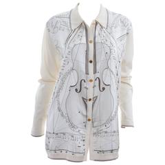 Vintage Hermes 100% Silk Cardigan " La Musique Des Spheres " Like New