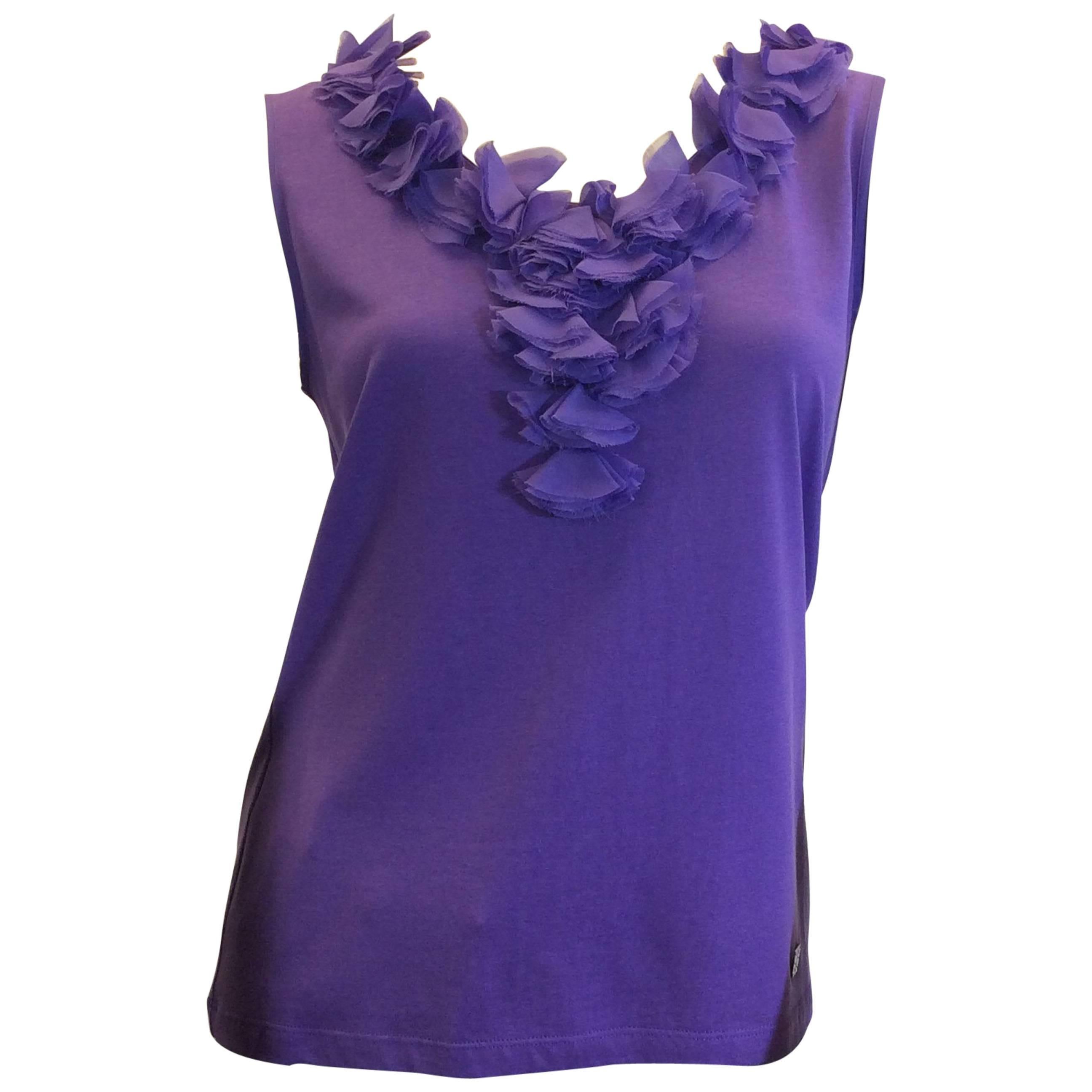 Carolina Herrera Purple Sleeveless Top For Sale