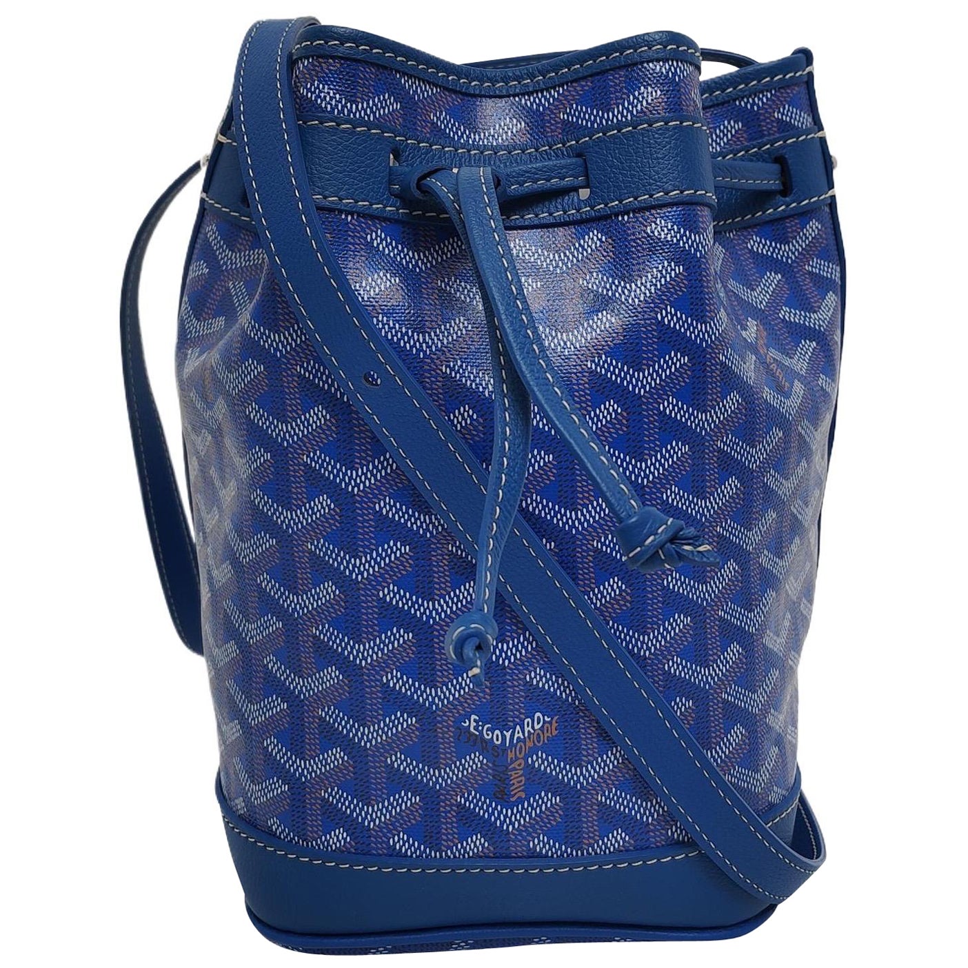 Goyard Petit Flot Drawstring Bucket Bag Blue Goyardine Crossbody Bag