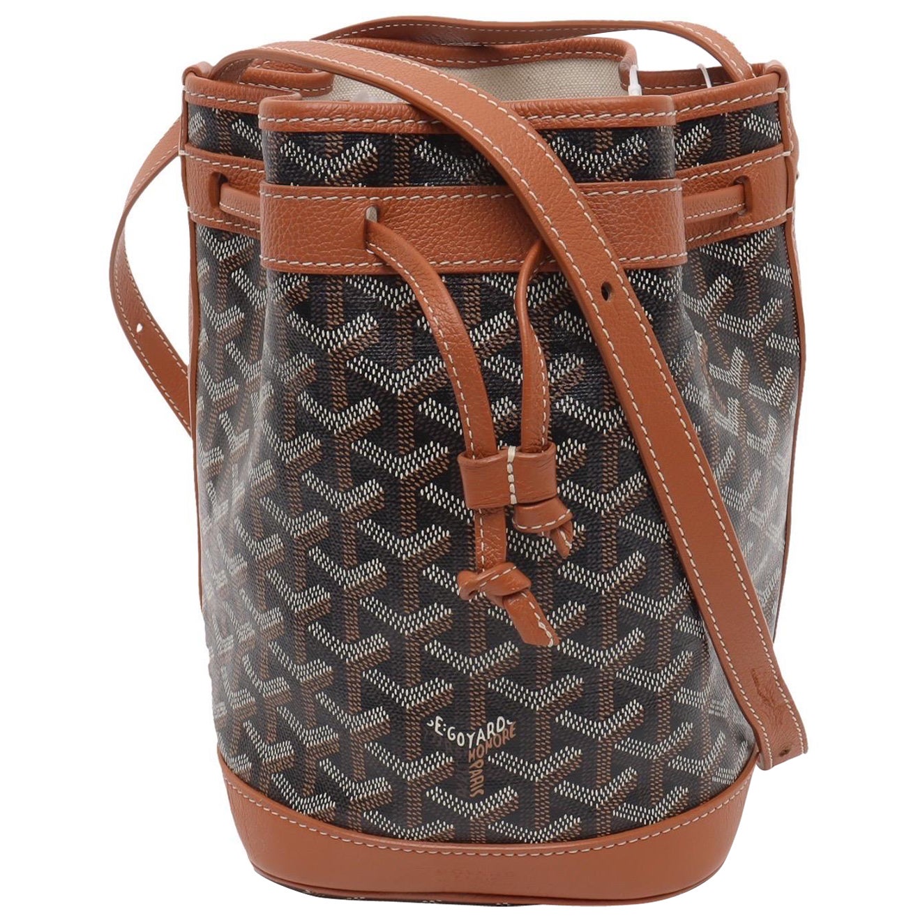 Goyard Petit Flot Drawstring Bucket Bag Brown Goyardine Crossbody Bag For Sale