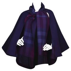Burberry Purple & Nova Print Wool Cape Poncho