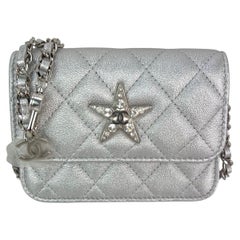 Chanel Metallic Goatskin Quilted Micro Star Flap Waist Belt Shoulder Bag