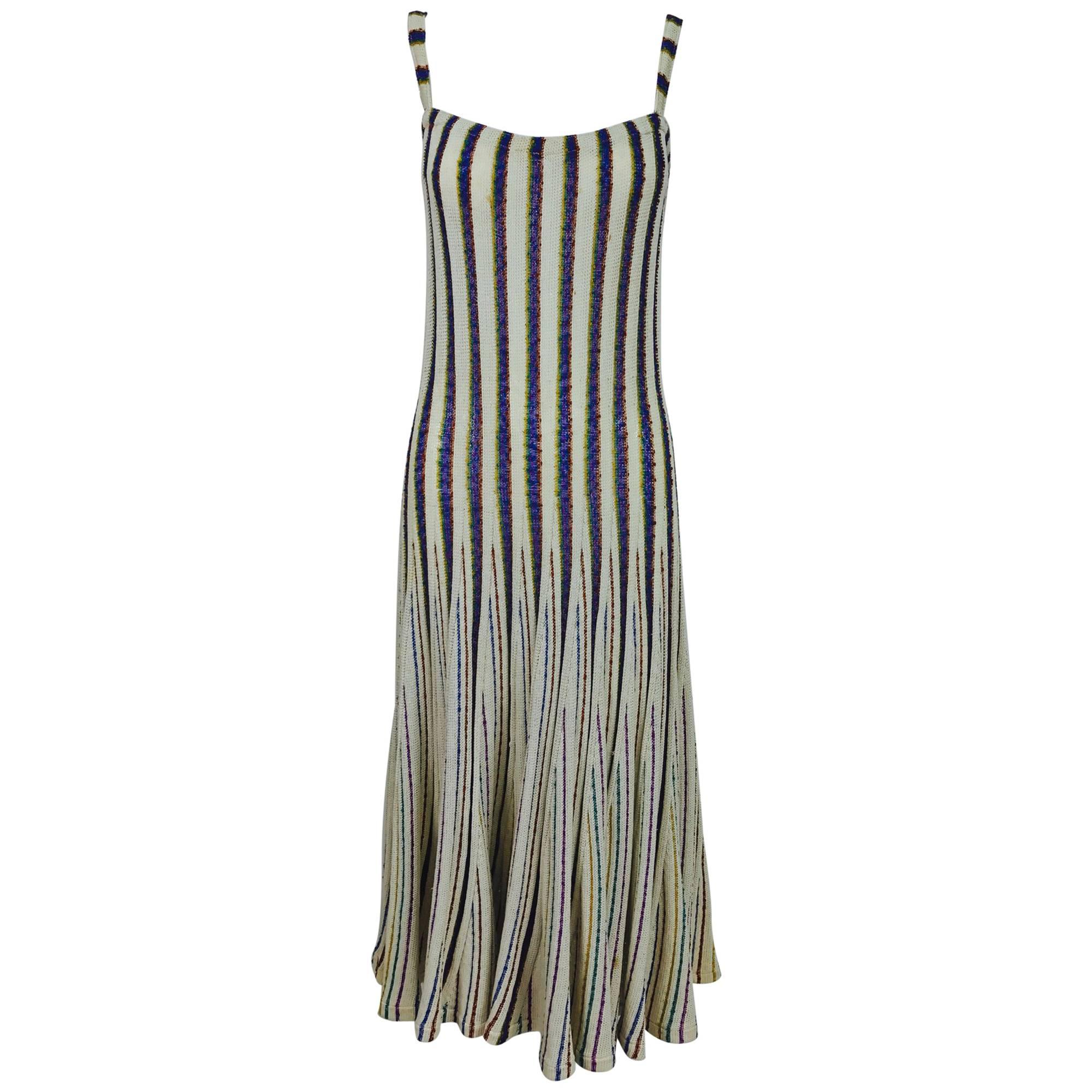 Vintage Missoni for Bloomingdales stripe gored hem knit tank dress 1970s