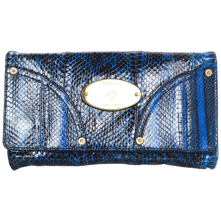 Mulberry Black and Blue Snakeskin Clutch Bag For Sale at 1stDibs | black  snakeskin clutch bag, mulberry clutch black, mulberry snakeskin bag