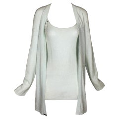 CHANEL 2000s Iridescent Mini Dress & Cardigan Set Ensemble