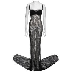 Robe de soirée Dolce & Gabbana en dentelle noire avec soutien-gorge intégré, SS 1999