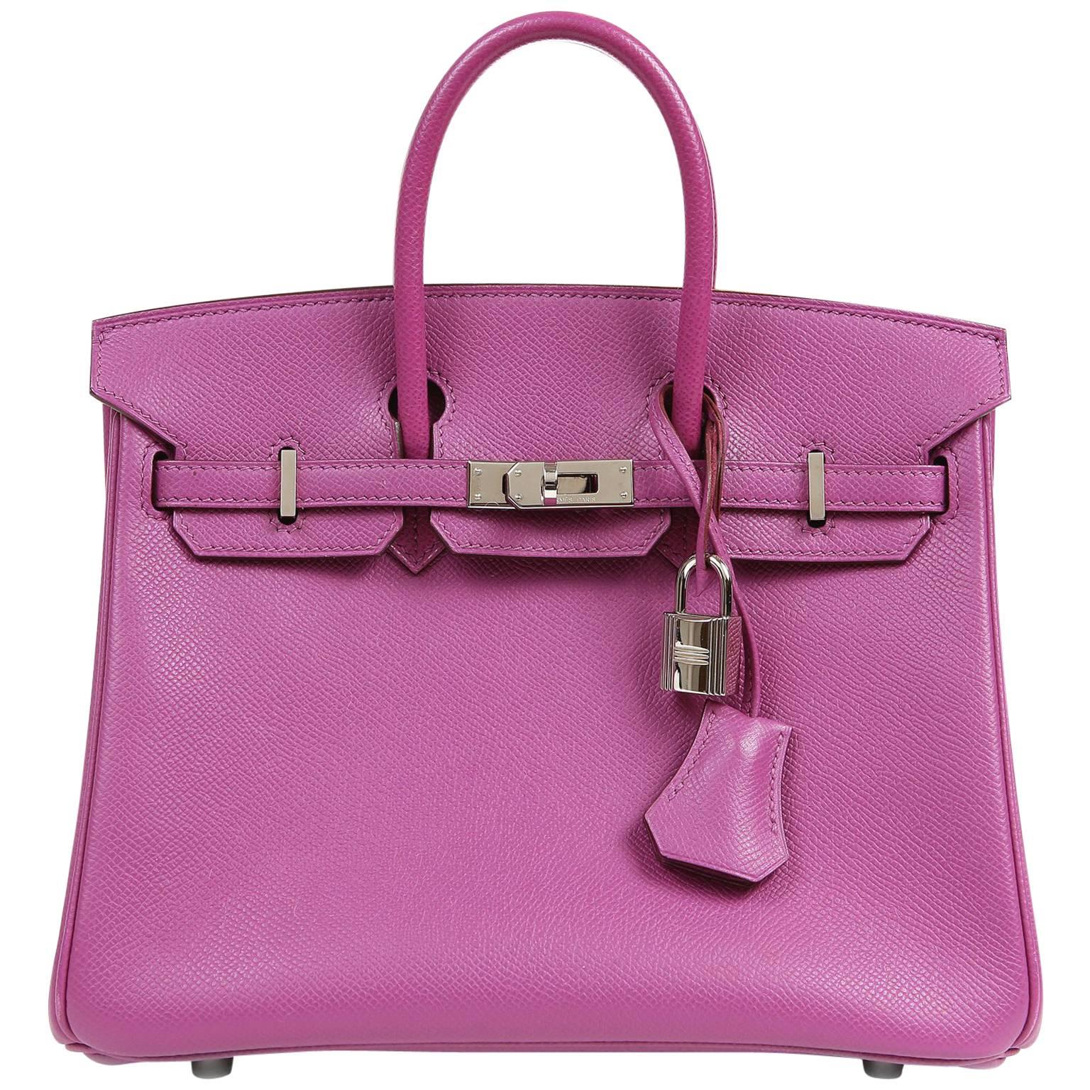 Hermès Anemone Purple Epsom 25 cm Birkin Bag For Sale