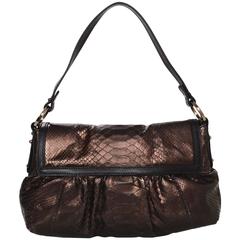 Fendi Bronze Python Chef Baguette Flap Bag rt. $1, 500