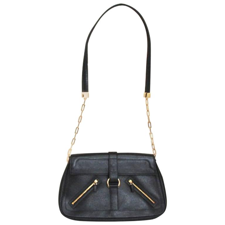 Black Gucci Leather Shoulder Bag For Sale at 1stDibs