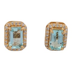 Wren  14K Yellow Gold Post Earrings with 1.10 CT Natural Emerald Cut