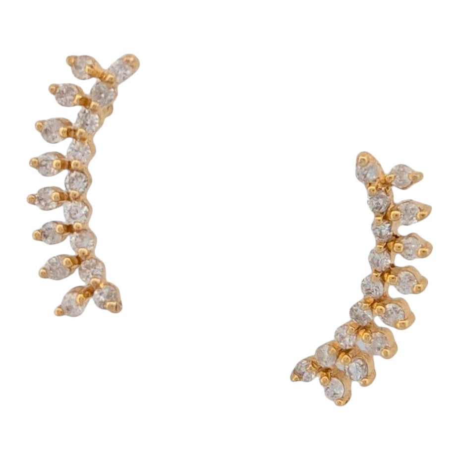 Sloane  14K Yellow Gold Post Earrings with .23 CTW Natural Round Diamonds For Sale